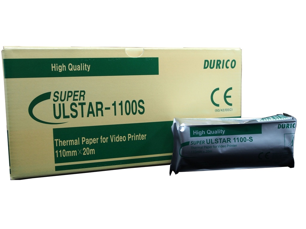 DURICO | Thermal Papier für Video Printer | 1100S | 110mm x 20m Super Ulstar Thermal Papier 1100S