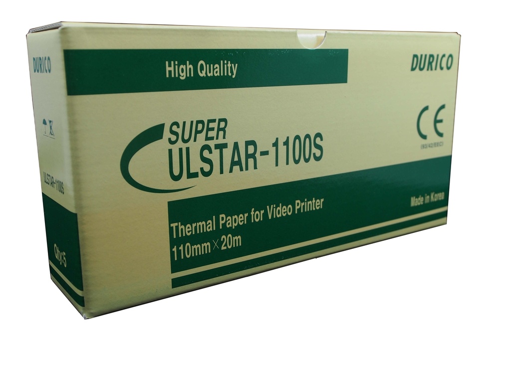 DURICO | Thermal Papier für Video Printer | 1100S | 110mm x 20m Super Ulstar Thermal Papier 1100S